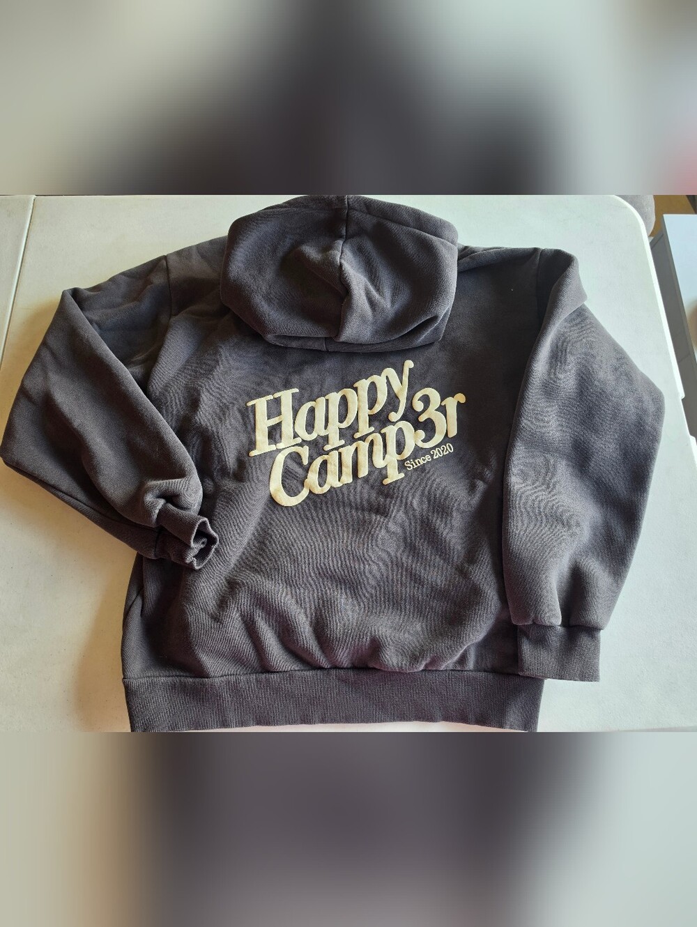 Happy Camp3r Puff Series Hoodie Charcoal Grey Medium